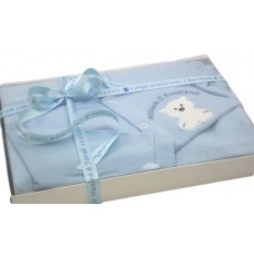 Personalised Baby Boy Gift Set Sleepsuit & Blanket Boxed Cute Bear Design Newborn Gift